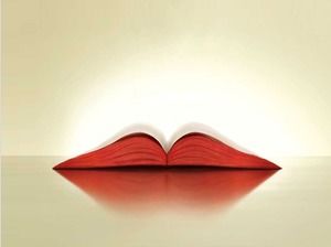 Kırmızı dudaklardan uzak görünen ders kitabı slayt gösterisinin arka plan resmi
