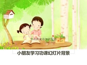 Mother and child learning homework slide background picture