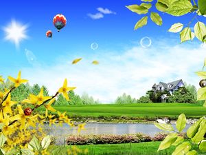 Korean nature landscape PPT background picture