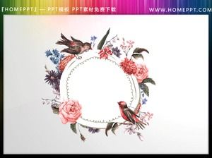 Seven watercolor wreath PPT material