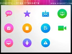 11 красочных плоских иконок в стиле iOS в стиле PPT