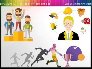 12 color flat PPT character cut paintings