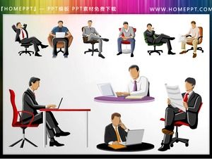 10 bunte Business-Angestellten-PPT-Illustrationen