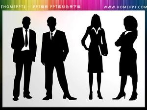 150 standing posture white collar PPT silhouette material