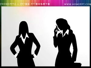 17 weibliche Arbeitsplatzfiguren PPT-Silhouette-Material