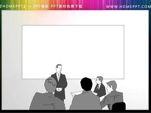 7 groups of gray business meeting PPT people silhouettes