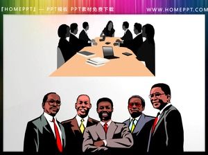 8 groupe réunion thème PPT caractère silhouette