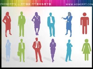 12 color flat character silhouette PPT material
