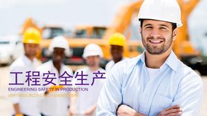 Worker background engineering safety production PPT template