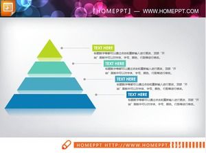 Tiga grafik PPT hubungan piramida tingkat ringkas dan datar