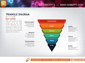 Zarif ters üçgen şekli hiyerarşik ilişki PPT grafiği