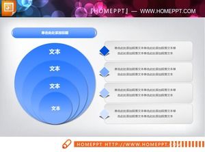 Blaue vier Ebenen enthält Beziehungs-PPT-Diagramm