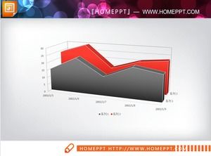 Red and black color stereo PPT line chart