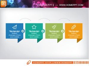 色のグラデーションpptフローチャート Powerpointテンプレート無料ダウンロード