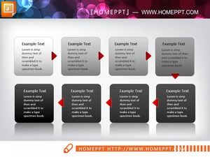 Gri degrade sekiz düğümlü PPT akış şeması