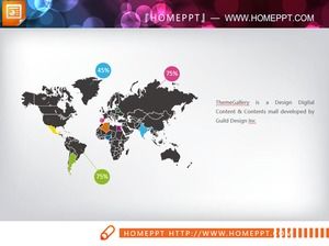 黑色世界地图PPT图表