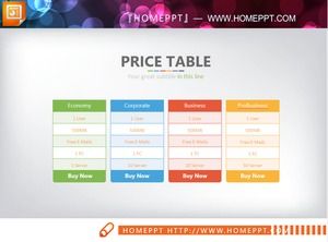 Modèle de table de données PPT concis en couleur