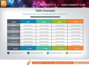 Renk zarif PPT veri tablosu