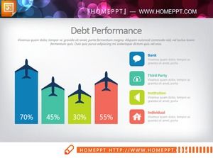 Color airplane icon PPT histogram