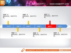 Timeline di tre PPT concise blu
