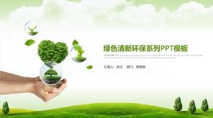 Verde pequeno fresco série de proteção ambiental resumo modelo de ppt de relatório