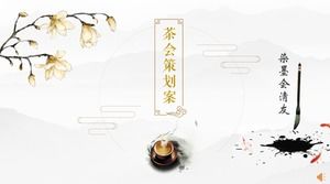 Elegan dan sederhana suasana perencanaan gaya Cina teh pesta ppt template
