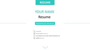 Template PPT resume pribadi dinamis dan ringkas berwarna hijau
