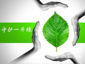 Schützen Sie ein Stück grünen Hintergrund grünen Umweltschutz PowerPoint Template Download
