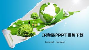 Environmental protection of the earth grass background PowerPoint Template Download