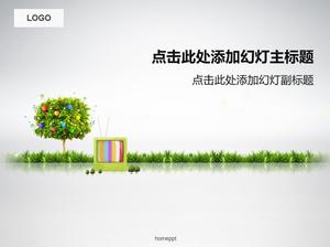 Fresh green environmental protection low carbon life PPT template
