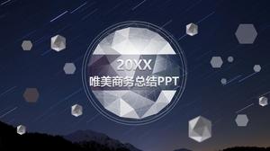 Beautiful meteor background origami stereo vision geometric style business summary ppt template