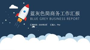 Modelo ppt de relatório de trabalho de negócios pequeno foguete azul cinza simples