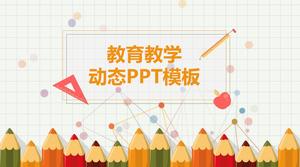 Pencil teaching aid main drawing cute cartoon style primary school education teaching courseware ppt template