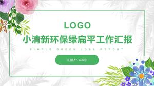 Plant flowers small fresh environmental protection green flat work report ppt template