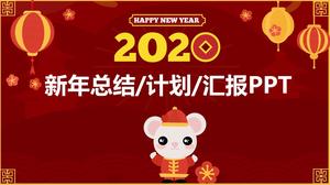 Sıçan Çin yeni yılı tema şenlikli kırmızı yeni yıl ppt şablonunun 2020 yılı