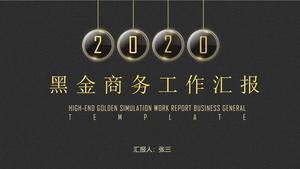 Translucent glass texture high-end black gold business report summary ppt template