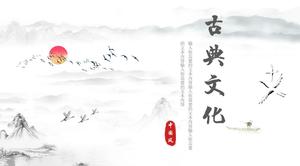 Plantilla ppt de tema de estilo chino de tinta simple y elegante de cultura clásica