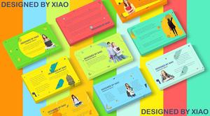 Vibrant and colorful small fresh geometric card wind school season theme ppt template
