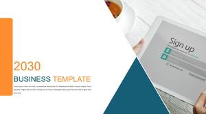 Flat simple and practical geometric style business report general ppt template