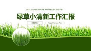 Ppt-Vorlage des kleinen frischen flachen Arbeitszusammenfassungsplans des grünen Grases