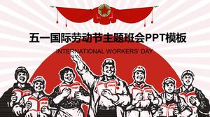 Radiant background laborer declaration may day labor day theme ppt template