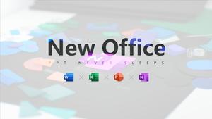 Novo modelo de layout de bloco de cor de azulejo e ícone do Office (Sr. Mu pintado à mão)