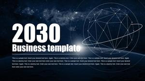 Universe planet background dot line cool sci-fi translucent iOS style business work report ppt template