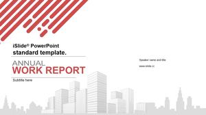 Modèle de ppt universel de rapport d'affaires plat simple de fond de silhouette de ville
