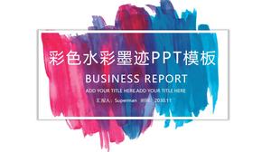 Multicolor watercolor ink art creative business work summary general ppt template