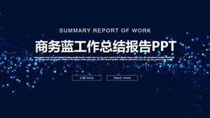 Plantilla de ppt de informe de resumen de trabajo azul de negocios de fondo de punto de luz de partículas hermosas