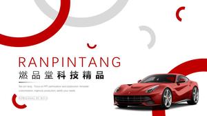 Exibição e introdução de carro esportivo modelo de ppt estilo revista de moda vermelha paixão