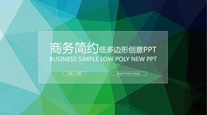 Green low polygon background flat business work report ppt template