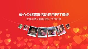 Fondo rojo de amor pequeño preste atención a la plantilla ppt de publicidad de bienestar público de actividades de caridad para niños que se quedan atrás