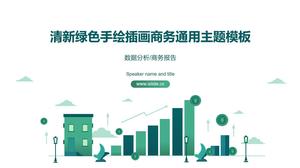 Świeży zielony ręcznie rysowane ilustracja wiatr finansowy na koniec roku raport pracy szablon ppt